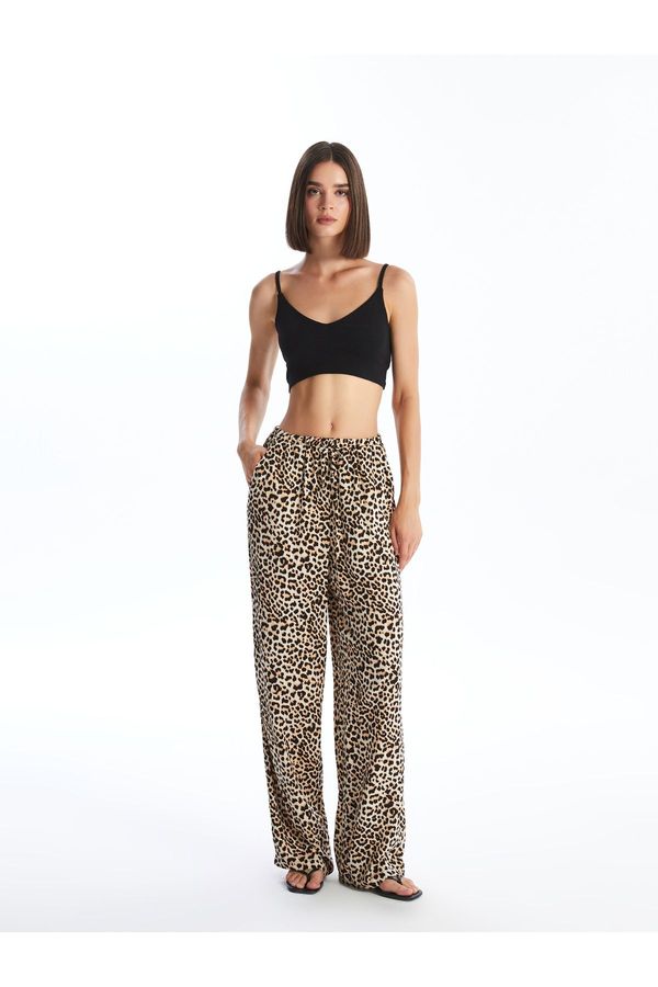 LC Waikiki LC Waikiki Leopard Patterned Women's Trousers with Elastic Waist