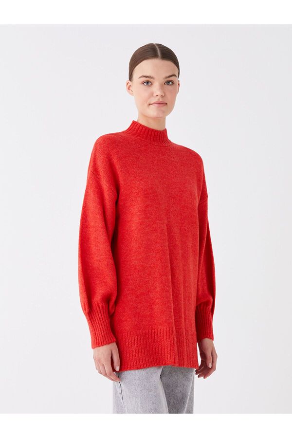 LC Waikiki LC Waikiki Lw - Half Turtleneck Plain Long Sleeve Oversize Women's Knitwear Tunic