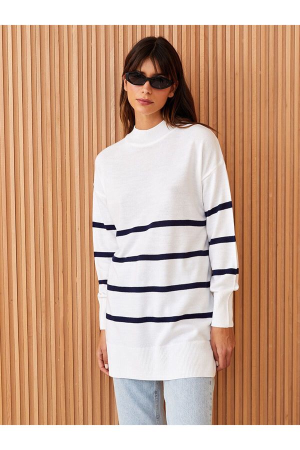 LC Waikiki LC Waikiki Lw - Half Turtleneck Striped Long Sleeve Women's Knitwear Tunic