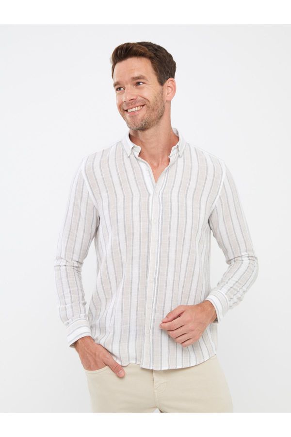 LC Waikiki LC Waikiki Men's Slim Fit Long Sleeve Striped Dobby Shirt