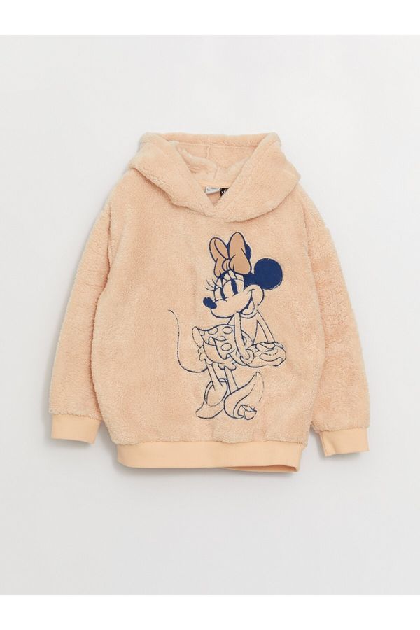 LC Waikiki LC Waikiki Minnie Mouse Embroidered Plush Girls' Hoodie