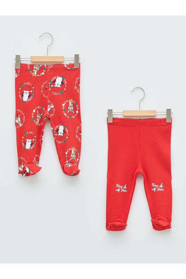 LC Waikiki LC Waikiki New Year Themed Baby Girl Trousers with Elastic Waist, Pack of 2