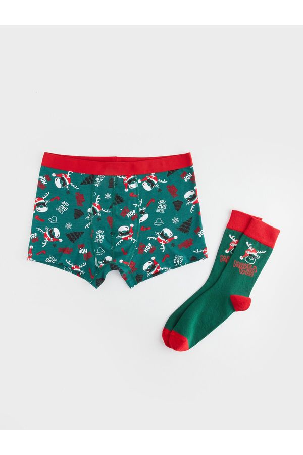 LC Waikiki LC Waikiki New Year's Themed Men's Boxers and Socks