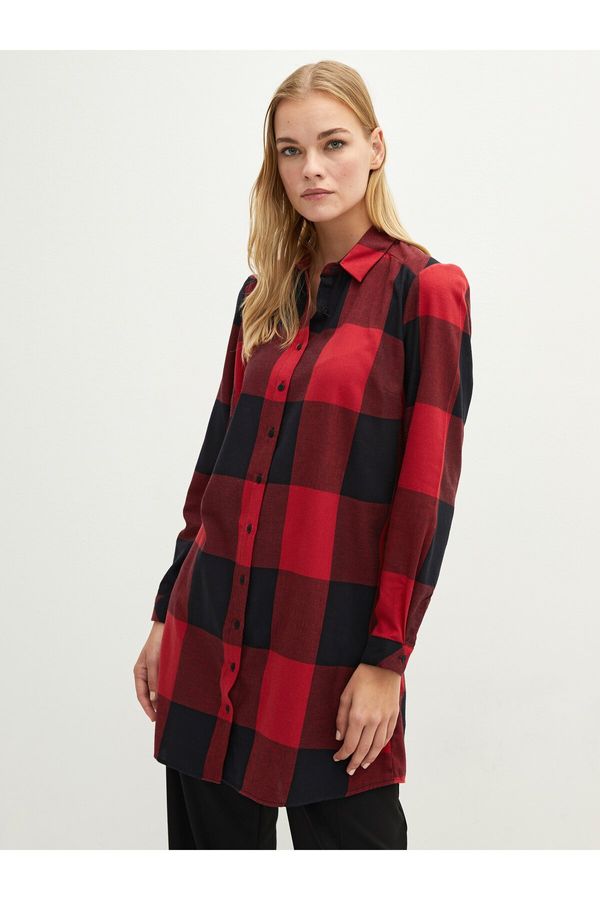 LC Waikiki LC Waikiki Plaid Long Sleeve Poplin Women's Shirt Tunic