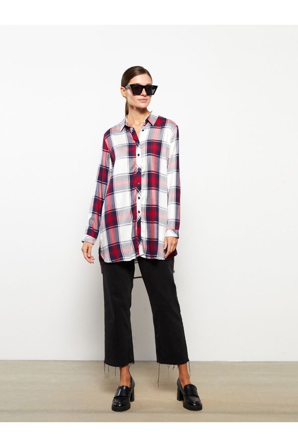 LC Waikiki LC Waikiki Plaid Long Sleeve Viscose Women's Shirt Tunic