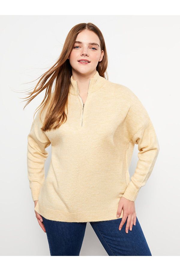 LC Waikiki LC Waikiki Plus Size Half Turtleneck Plain Long Sleeve Women's Knitwear Sweater