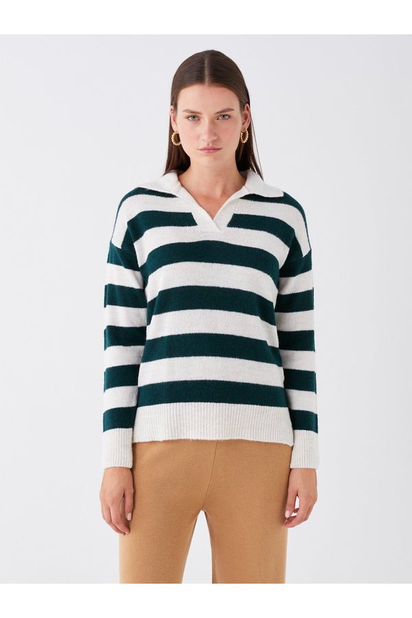 LC Waikiki LC Waikiki Polo Neck Color Blocked Long Sleeve Oversize Women's Knitwear Sweater