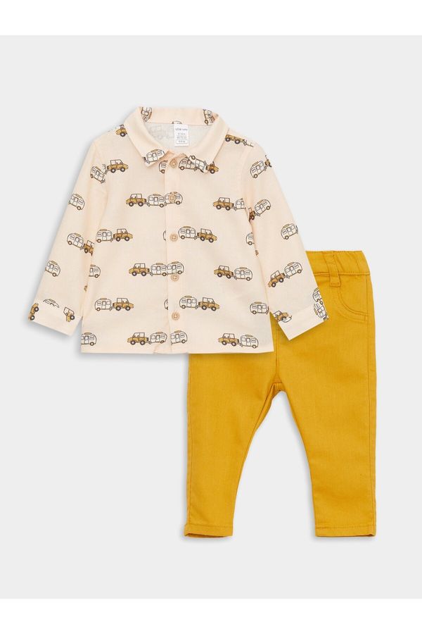 LC Waikiki LC Waikiki Printed Long Sleeve Baby Boy Shirt and Trousers 2-Pack