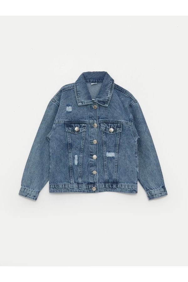 LC Waikiki LC Waikiki Ripped Detailed Girl's Jean Jacket