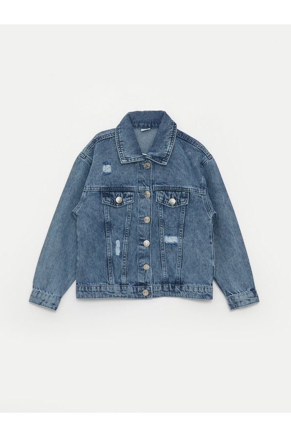 LC Waikiki LC Waikiki Ripped Detailed Girl's Jean Jacket