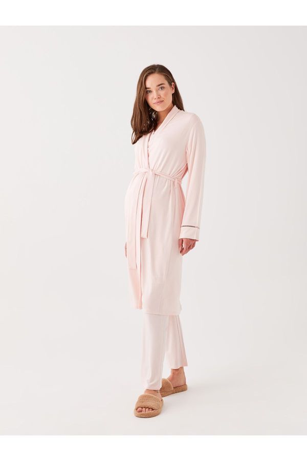 LC Waikiki LC Waikiki Shawl Collar Plain Long Sleeve Maternity Dressing Gown