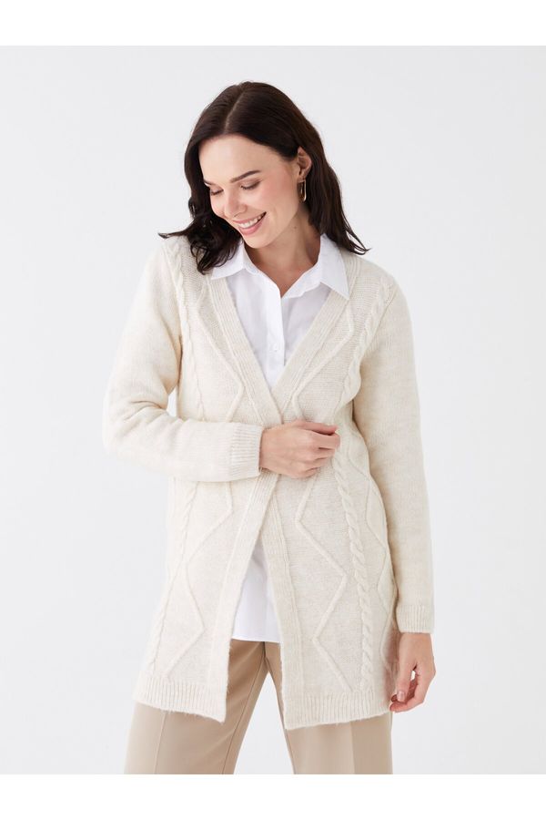 LC Waikiki LC Waikiki Shawl Collar Self-Patterned Long Sleeve Women's Knitwear Cardigan