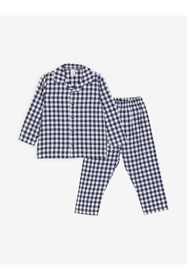 LC Waikiki LC Waikiki Shirt Collar Long Sleeve Plaid Baby Boy Pajamas Set