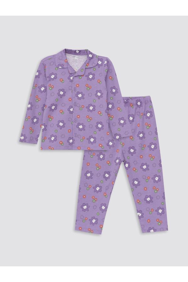 LC Waikiki LC Waikiki Shirt Collar Long Sleeve Printed Baby Girl Pajama Set