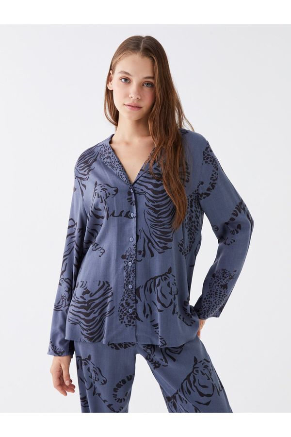 LC Waikiki LC Waikiki Shirt Collar Patterned Long Sleeve Women's Pajama Set