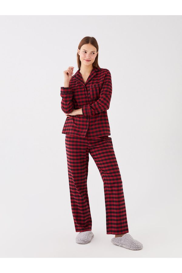 LC Waikiki LC Waikiki Shirt Collar Plaid Long Sleeve Women's Pajama Set