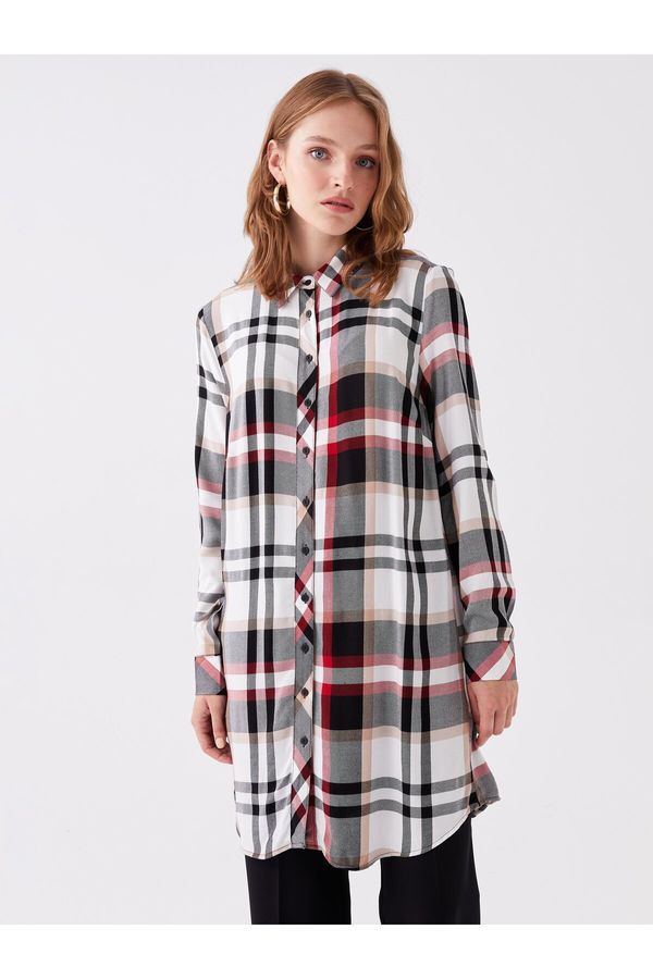 LC Waikiki LC Waikiki Shirt Collar Plaid Long Sleeve Women's Tunic