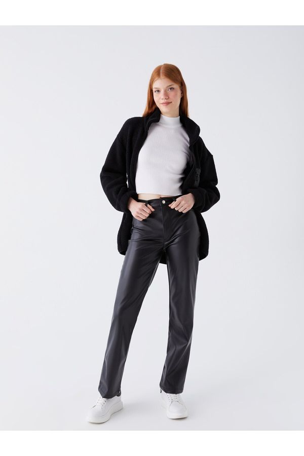 LC Waikiki LC Waikiki Slim Fit Straight Leather Look Women's Trousers