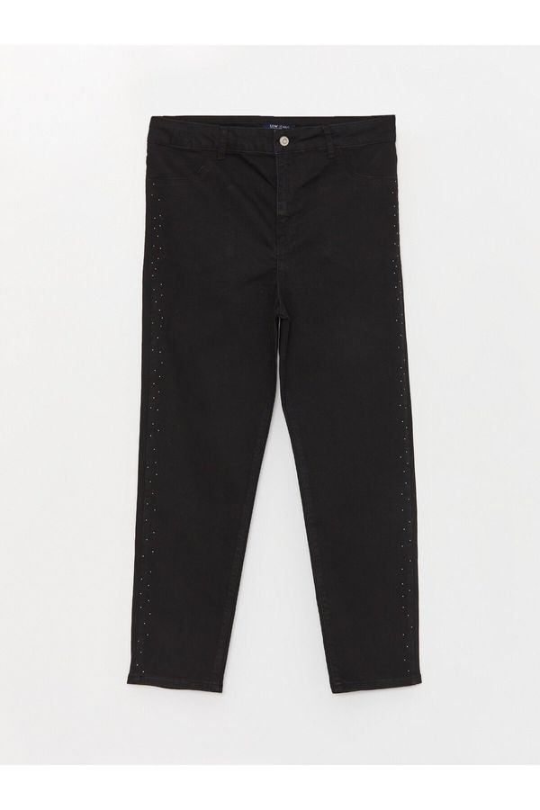 LC Waikiki LC Waikiki Straight Fit Women's Jeans with a Shiny Stone Print.