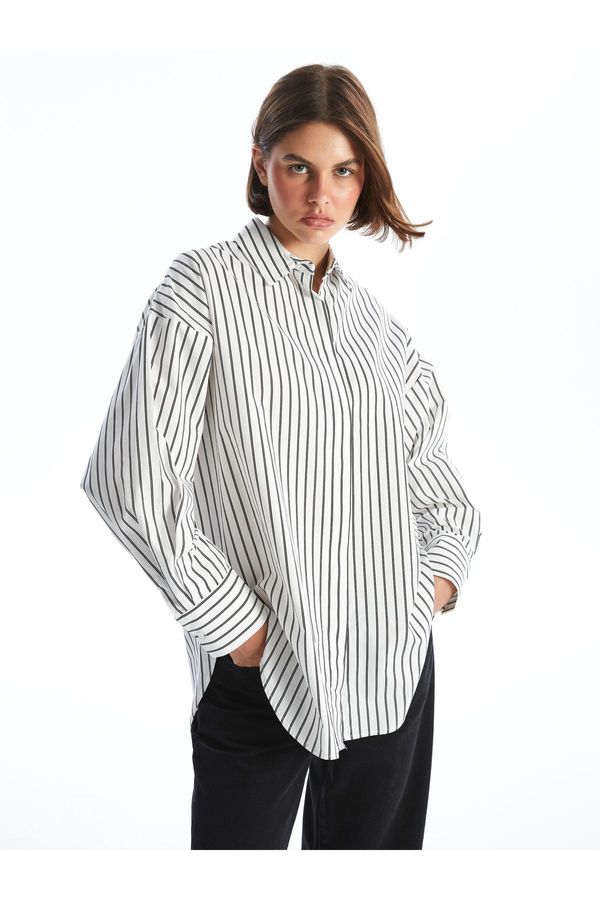 LC Waikiki LC Waikiki Striped Long Sleeve Oversize Women's Shirt