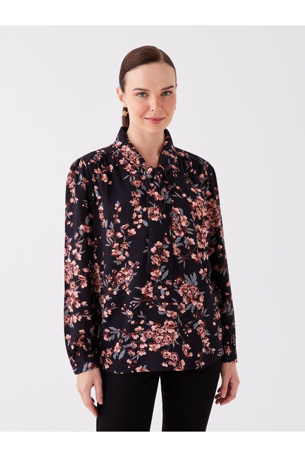 LC Waikiki LC Waikiki Tie-Up Collar Floral Long Sleeve Women's Blouse