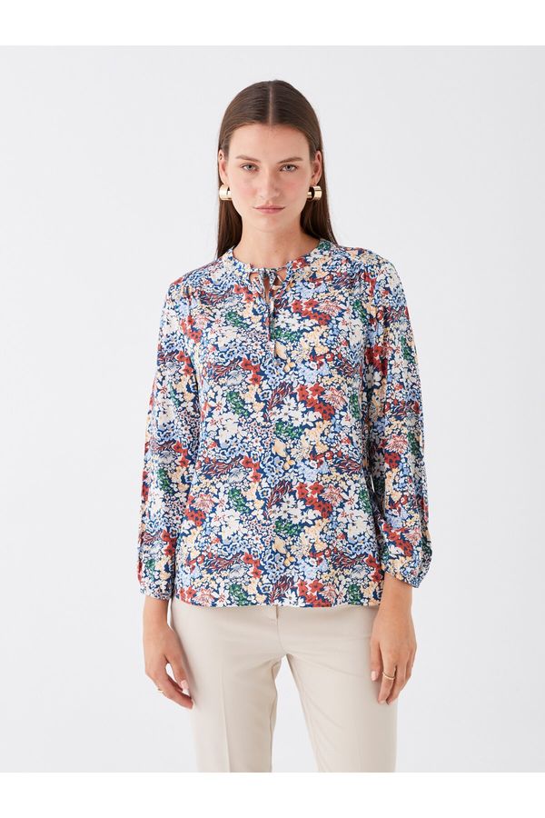 LC Waikiki LC Waikiki Tie-Up Collar Floral Long Sleeve Women's Blouse