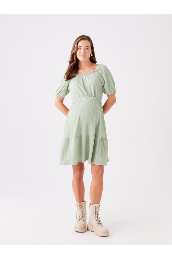 LC Waikiki LC Waikiki U Neck Plain Short Sleeve Maternity Dress