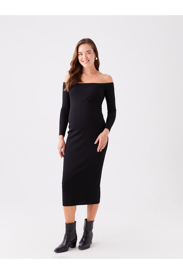 LC Waikiki LC Waikiki U-Neck Straight Long Sleeve Maternity Dress