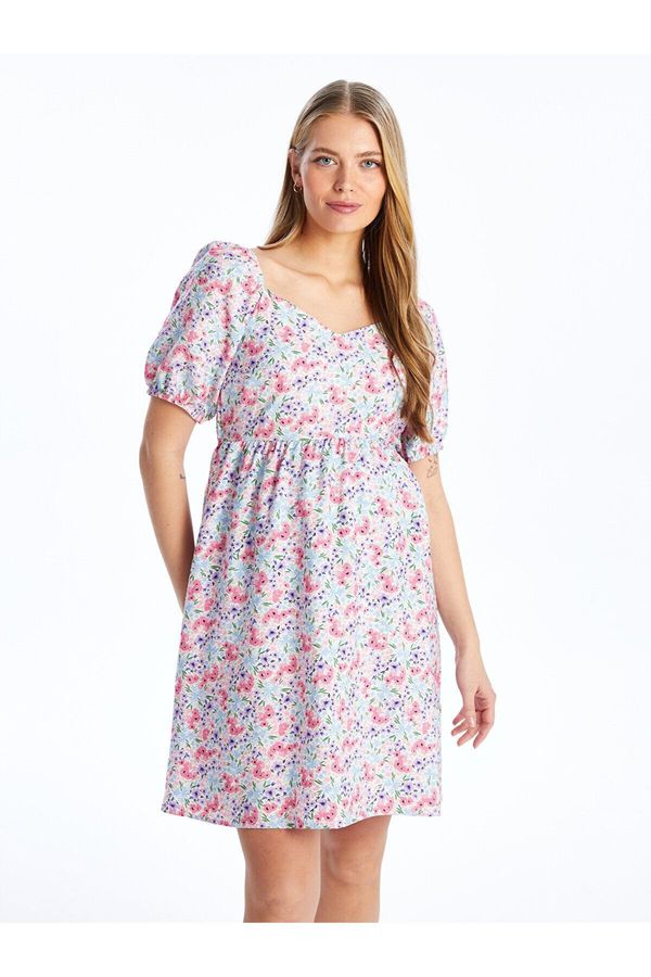 LC Waikiki LC Waikiki V-neck Floral Short Sleeve Maternity Dress