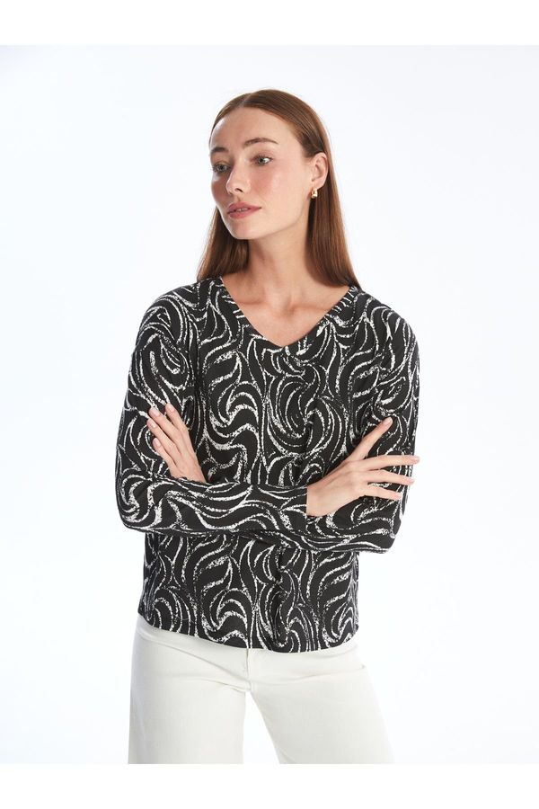 LC Waikiki LC Waikiki V-Neck Patterned Long Sleeve Women's Blouse