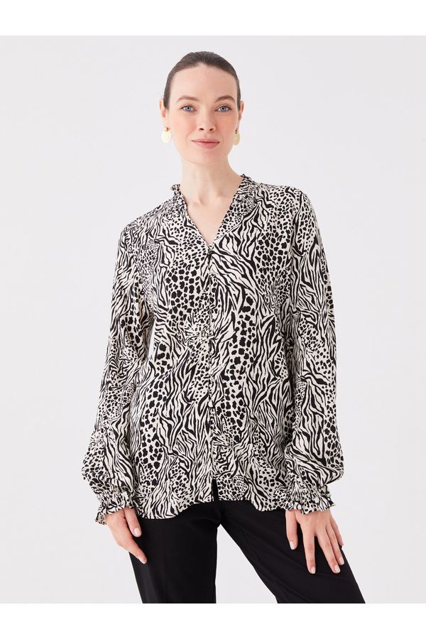 LC Waikiki LC Waikiki V-Neck Patterned Long Sleeve Women's Blouse