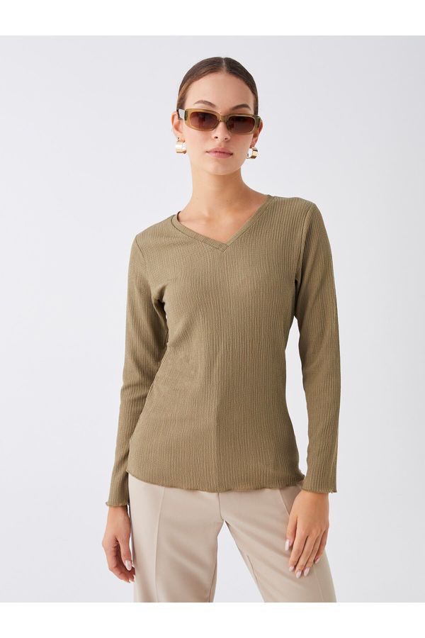 LC Waikiki LC Waikiki V-Neck Plain Long Sleeve Women's Blouse