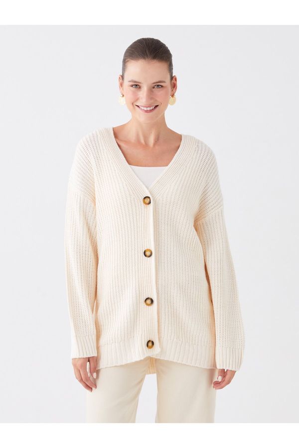 LC Waikiki LC Waikiki V-Neck Plain Long Sleeve Women's Knitwear Cardigan