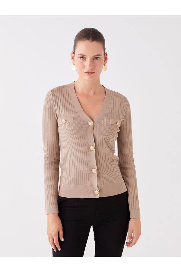 LC Waikiki LC Waikiki V-Neck Plain Long Sleeve Women's Knitwear Cardigan