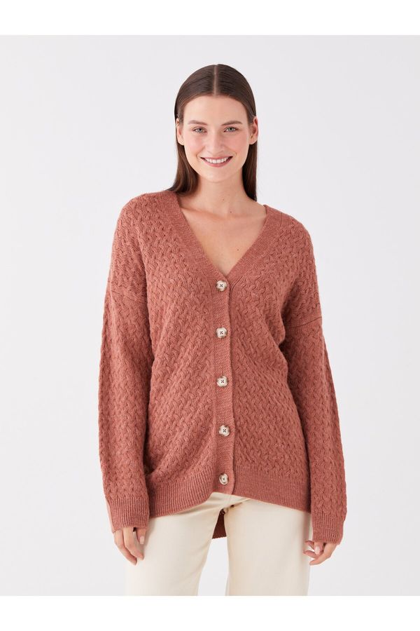 LC Waikiki LC Waikiki V-Neck Self-Patterned Long Sleeve Women's Knitwear Cardigan