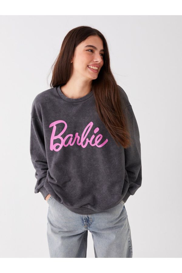 LC Waikiki LC Waikiki Women's Crew Neck Barbie Printed Long Sleeve Oversize Sweatshirt