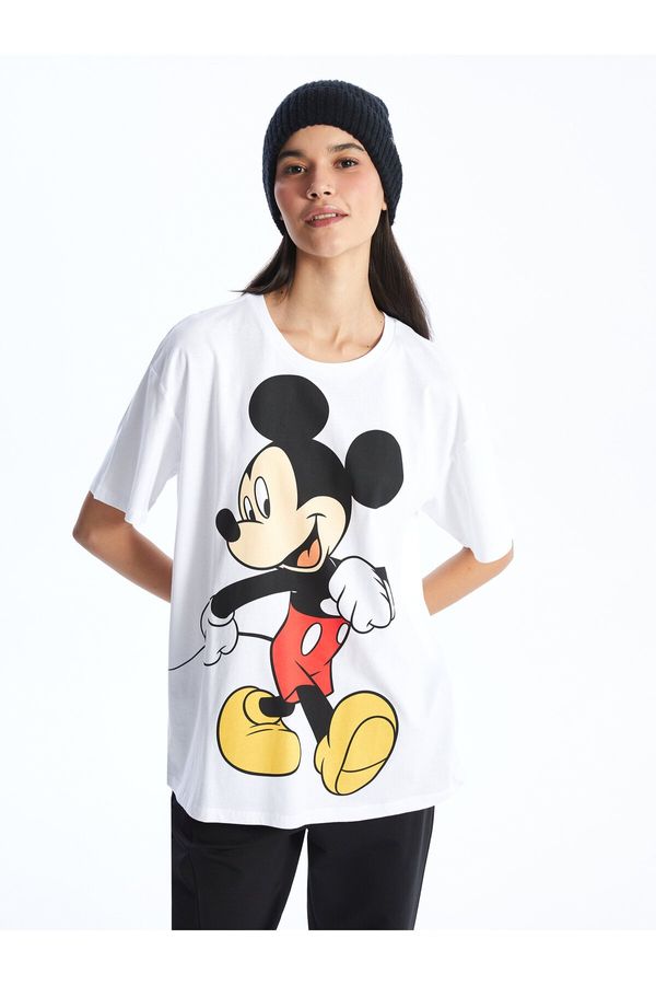 LC Waikiki LC Waikiki Women's Crew Neck Mickey Mouse Printed Short Sleeve T-Shirt