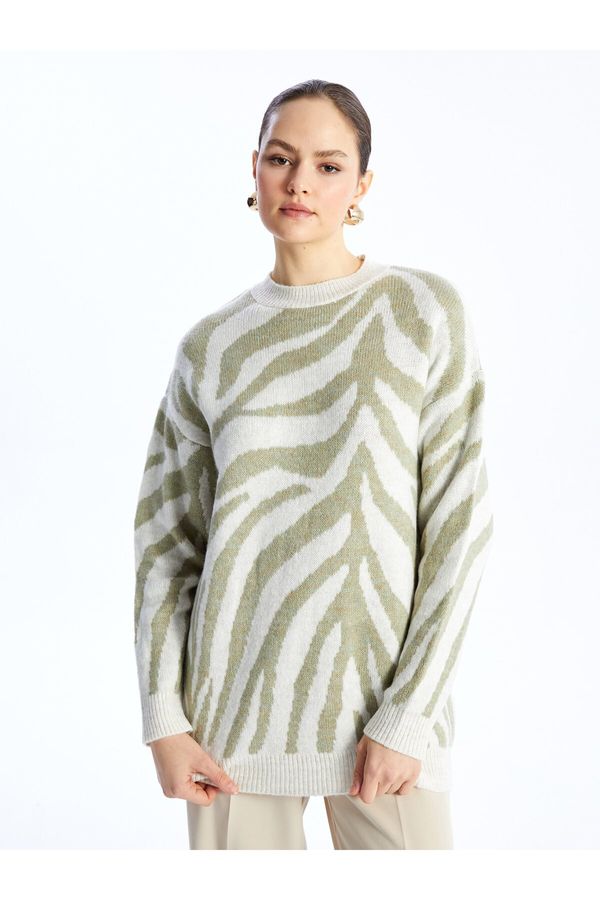 LC Waikiki LC Waikiki Women's Crew Neck Patterned Long Sleeve Knitwear Tunic