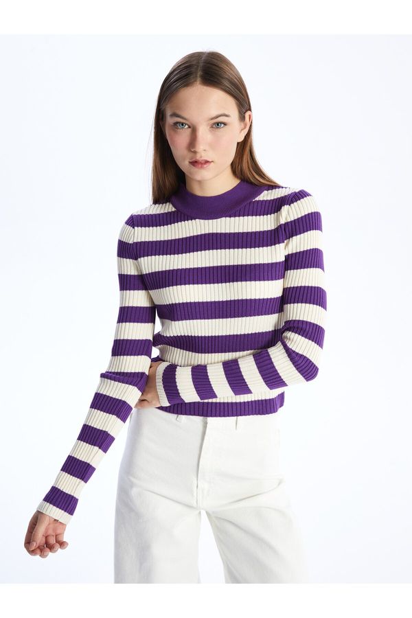 LC Waikiki LC Waikiki Women's Half Turtleneck Color Block Long Sleeve Knitwear Sweater