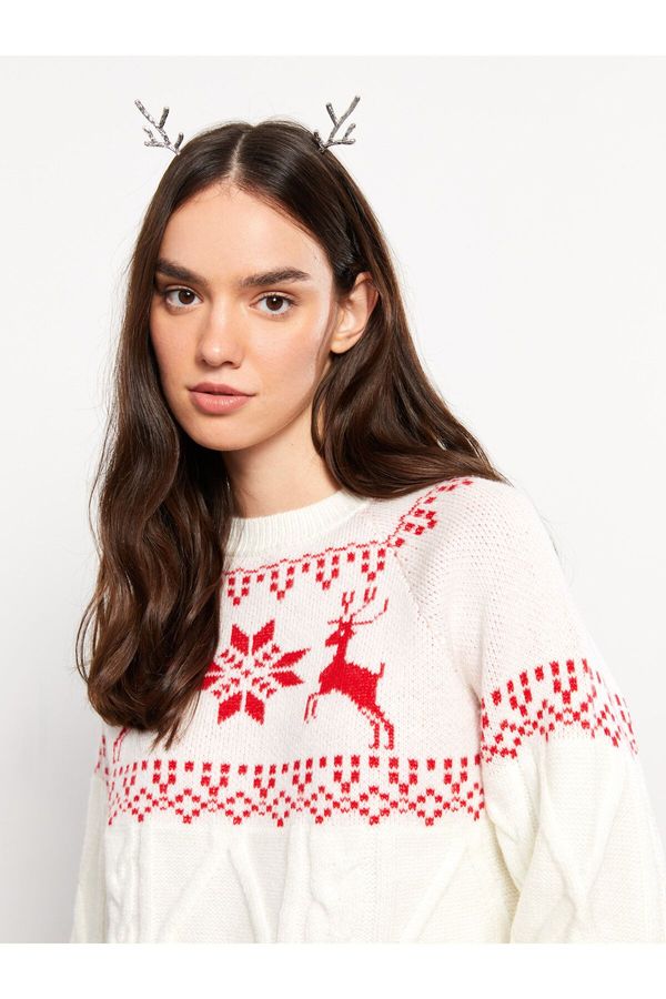 LC Waikiki LC Waikiki Women's High Neck Christmas Theme Long Sleeve Knitwear Sweater