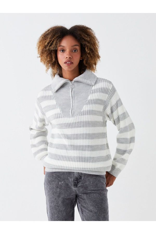 LC Waikiki LC Waikiki Women's High Neck Striped Long Sleeve Knitwear Sweater