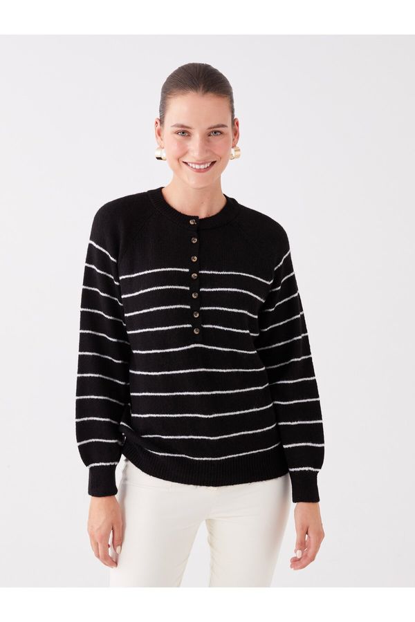 LC Waikiki LC Waikiki Women's Judge Collar Striped Long Sleeve Knitwear Sweater