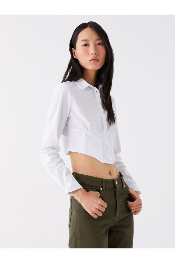 LC Waikiki LC Waikiki Women's Plain Long Sleeve Crop Shirt