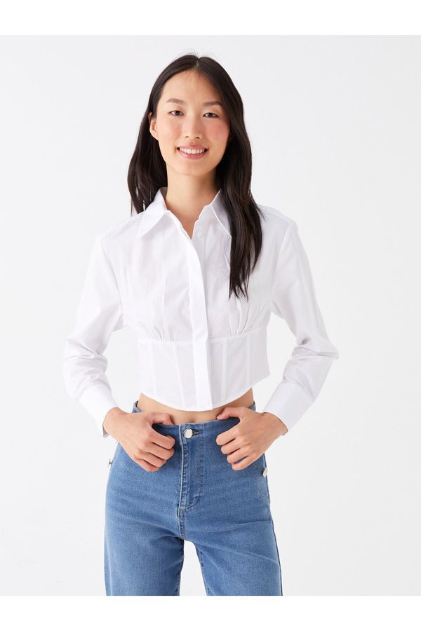 LC Waikiki LC Waikiki Women's Plain Long Sleeve Crop Shirt