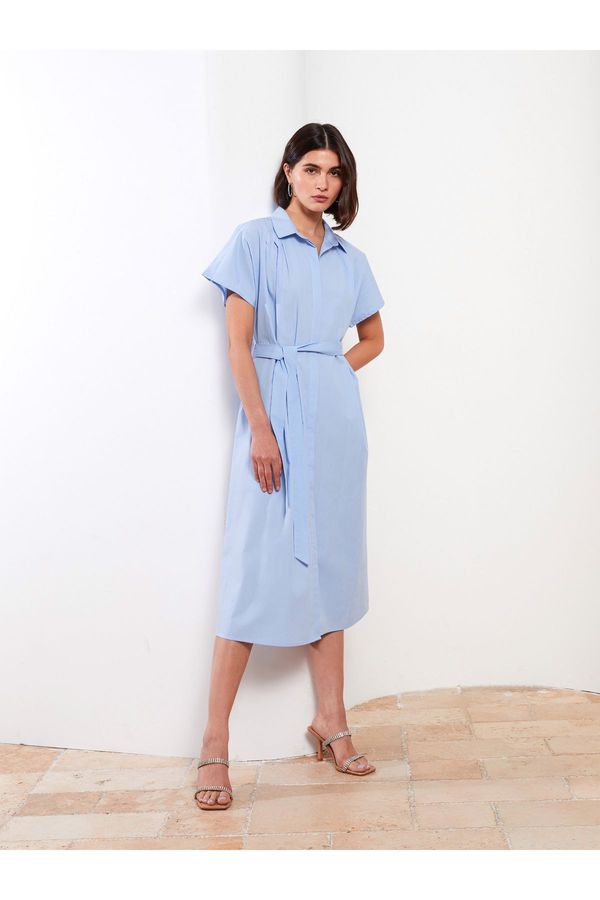 LC Waikiki LC Waikiki Women's Plain Short Sleeve Poplin Shirt Dress