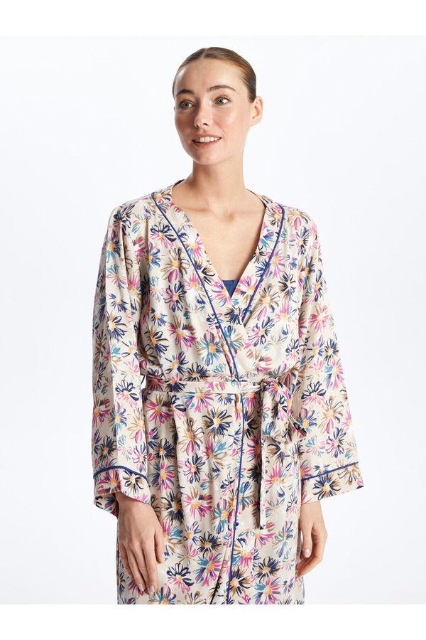 LC Waikiki LC Waikiki Women's Shawl Collar Floral Long Sleeve Dressing Gown