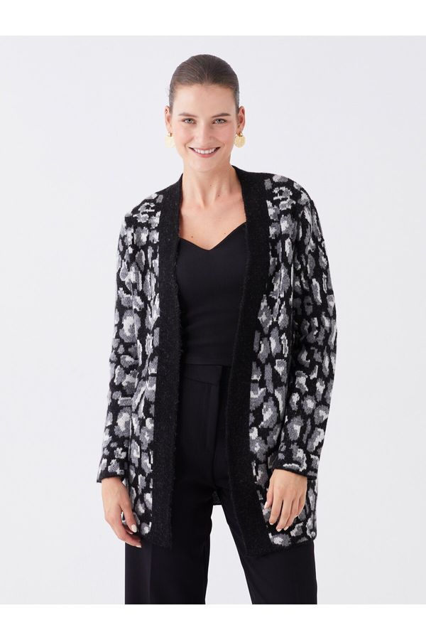 LC Waikiki LC Waikiki Women's Shawl Collar Patterned Long Sleeve Oversize Knitwear Cardigan