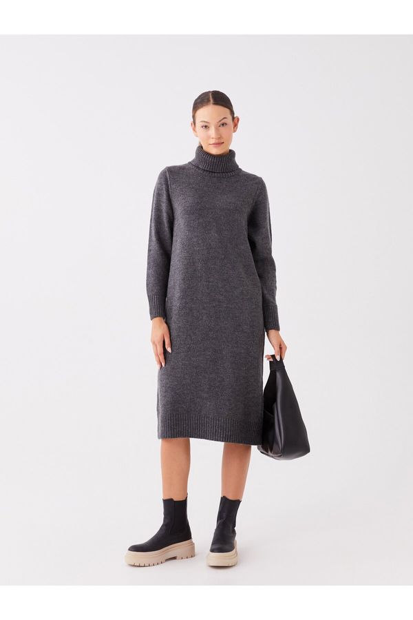 LC Waikiki LC Waikiki Women's Turtleneck Straight Long Sleeve Oversized Knitwear Dress