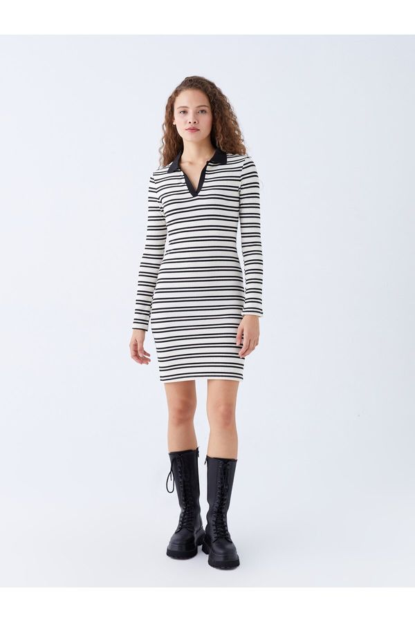 LC Waikiki LC Waikiki XSIDE Polo Neck Striped Long Sleeve Women's Dress