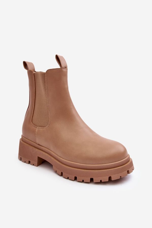 Kesi Leather chelsea boots with zipper, dark beige Pitrese